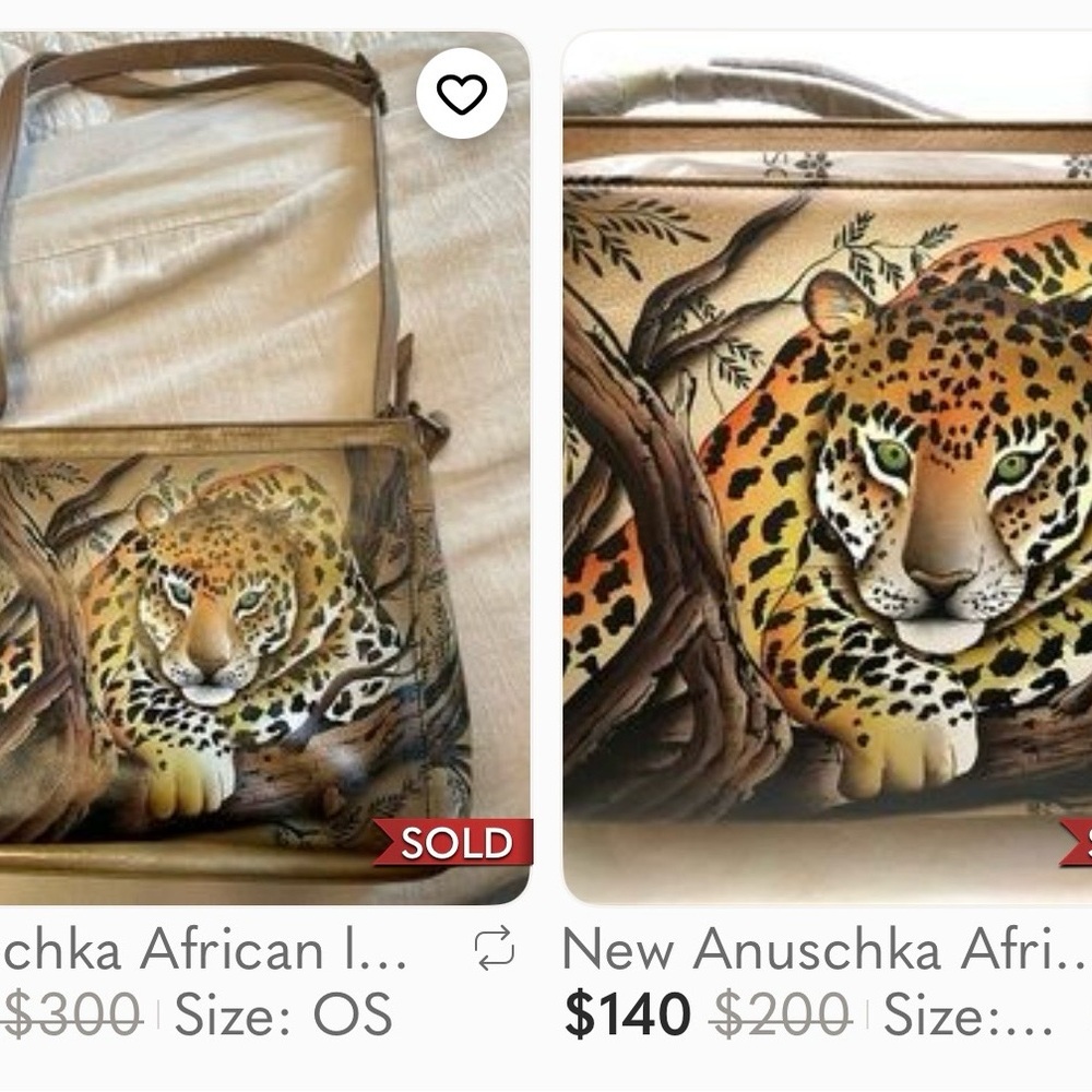 ANUSCHKA AFRICAN LEOPARD HAND PAINTED LEATHER CROSSBODY - Picture 14 of 14